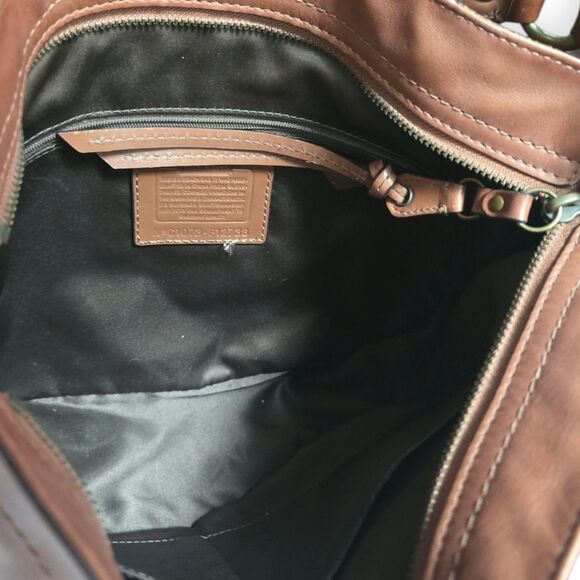 Vintage Coach Zoe Embroidered Pieced Whiskey Leather With Bow- Preowned, EUC - Picture 9 of 10